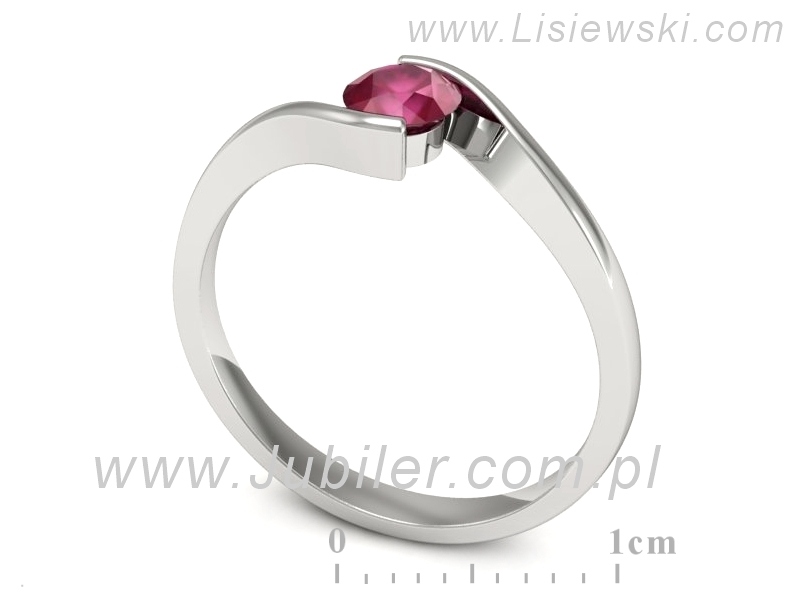 Złoty pierścionek z rubinem białe złoto - 1280br — zdjęcie 3