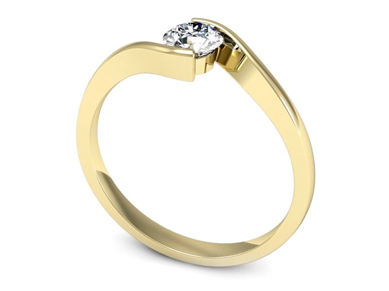 Złoty pierścionek z brylantem żółte złoto - 1280br_Si_H — zdjęcie 3