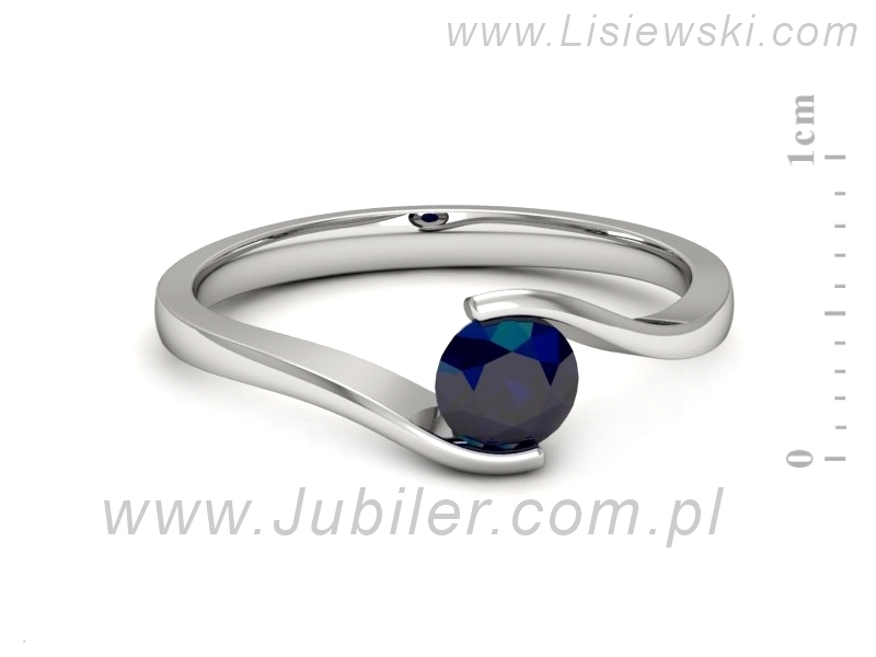 Złoty pierścionek z szafirem białe złoto - 1280bsz — zdjęcie 2
