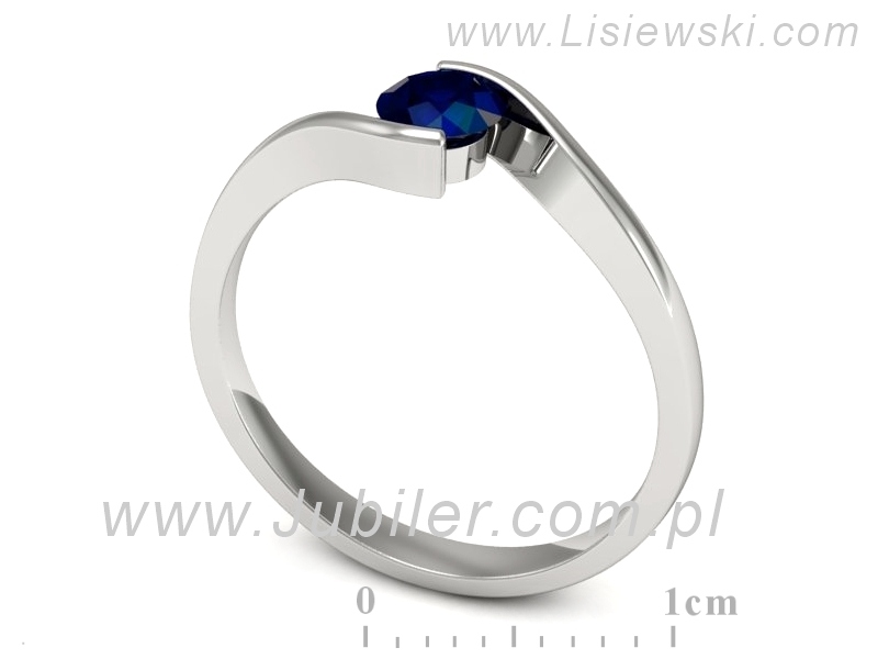 Złoty pierścionek z szafirem białe złoto - 1280bsz — zdjęcie 3