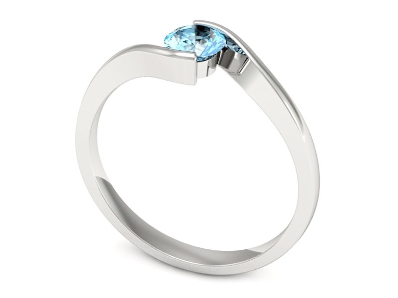 Złoty pierścionek zaręczynowy z topazem - 1280btp — zdjęcie 3