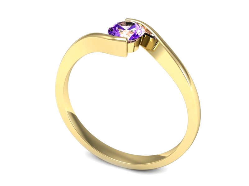 Złoty pierścionek z ametystem żółte złoto - 1280zat — zdjęcie 3
