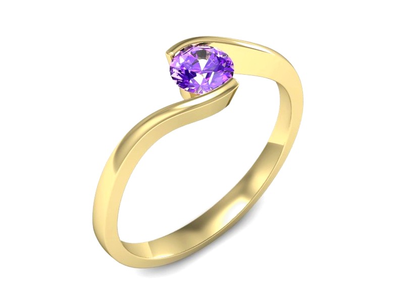 Złoty pierścionek z ametystem żółte złoto - 1280zat