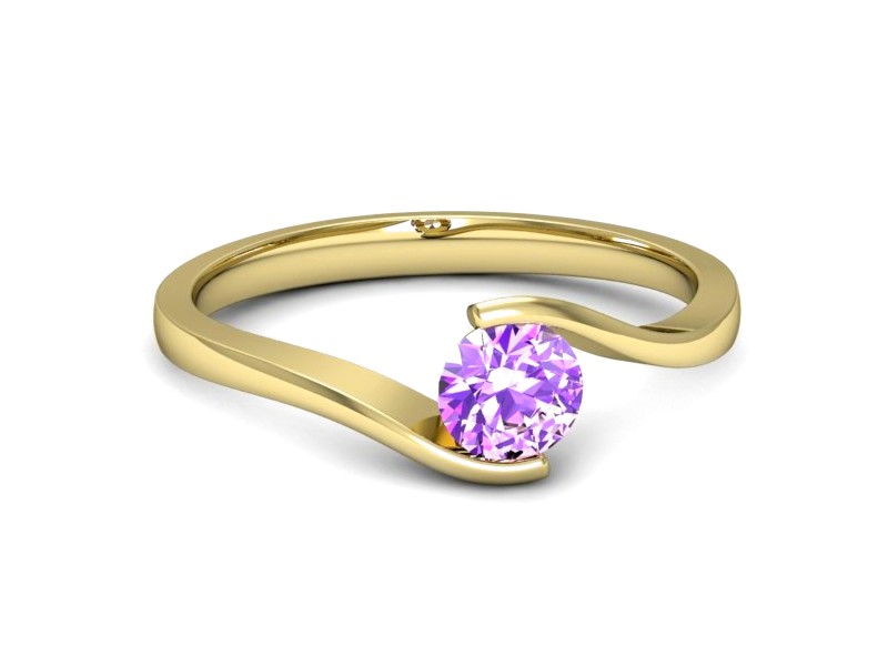Złoty pierścionek z ametystem żółte złoto - 1280zat — zdjęcie 2