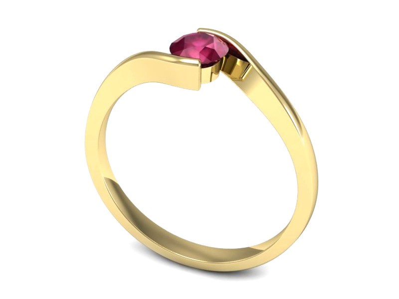Złoty pierścionek z rubinem żółte złoto - 1280zr — zdjęcie 3