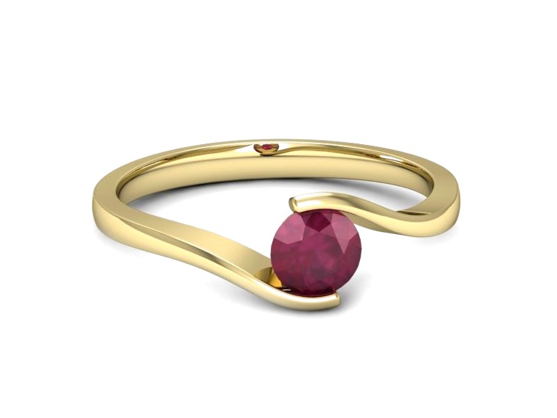 Złoty pierścionek z rubinem żółte złoto - 1280zr — zdjęcie 2