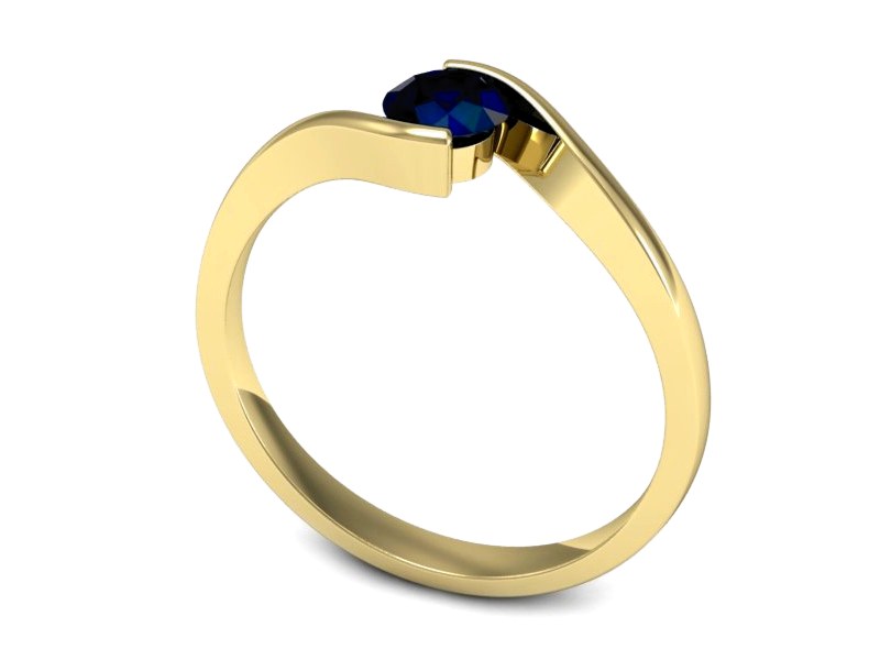 Złoty pierścionek z szafirem żółte złoto - 1280zsz — zdjęcie 3