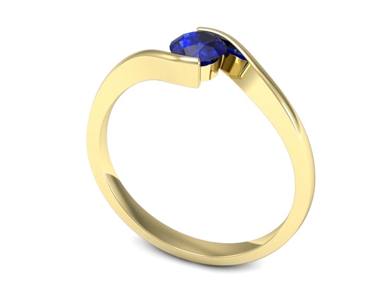 Złoty pierścionek z szafirem żółte złoto - 1280zszc — zdjęcie 3