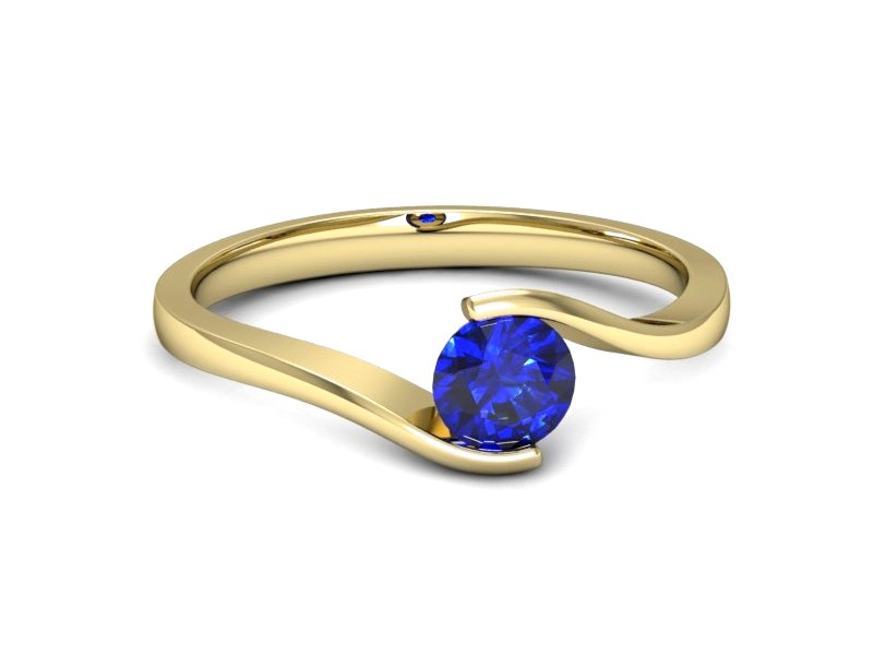 Złoty pierścionek z szafirem żółte złoto - 1280zszc — zdjęcie 2