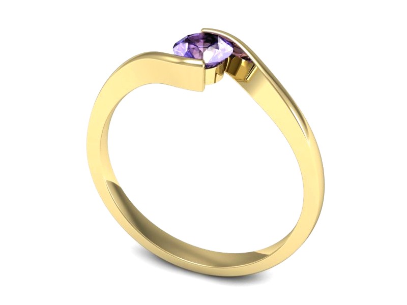 Złoty pierścionek z tanzanitem żółte złoto - 1280zt — zdjęcie 3