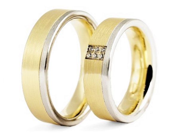 Złote Obrączki ślubne z brylantami dwukolorowe złote 585 - 1281320o- 1