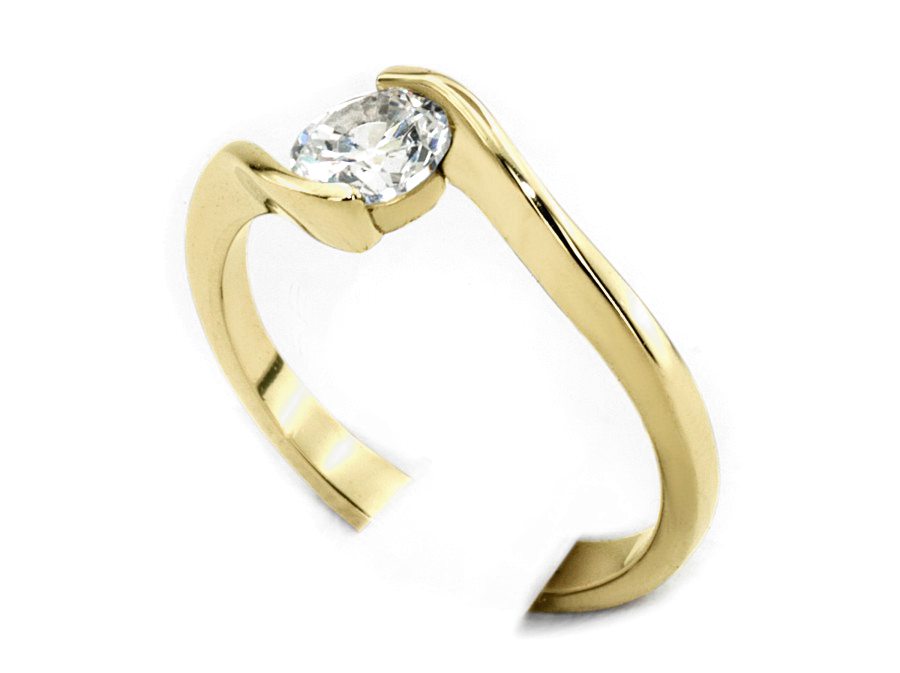 Złoty pierścionek z brylantem żółte złoto - 1281br_P_I — zdjęcie 2