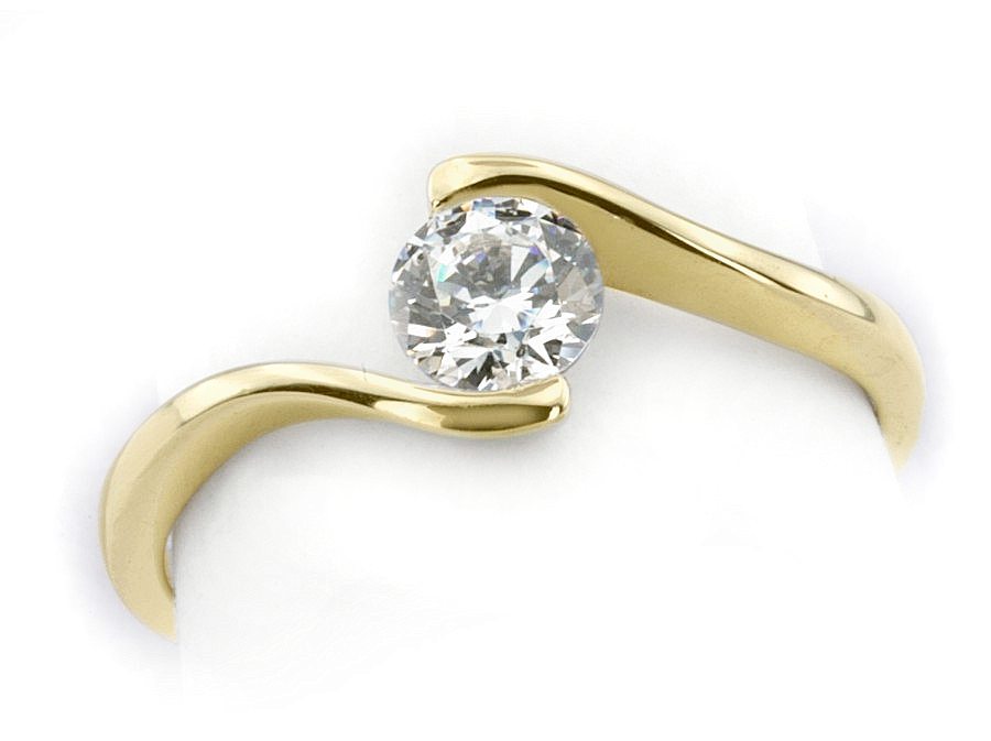 Złoty pierścionek z brylantem żółte złoto - 1281br_P_I — zdjęcie 3