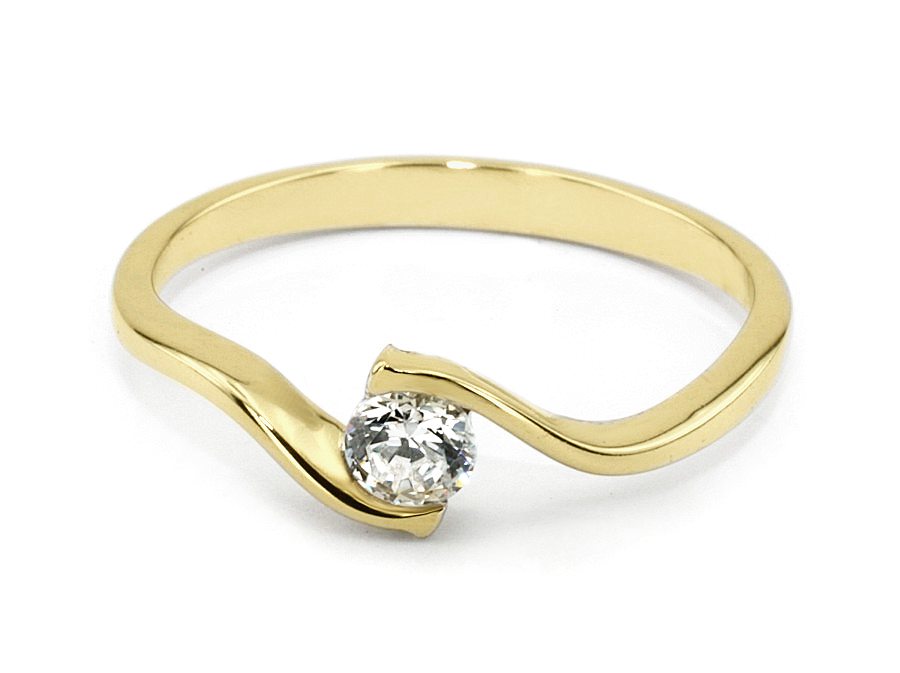 Złoty pierścionek z brylantem żółte złoto - 1282br_SI_H — zdjęcie 2