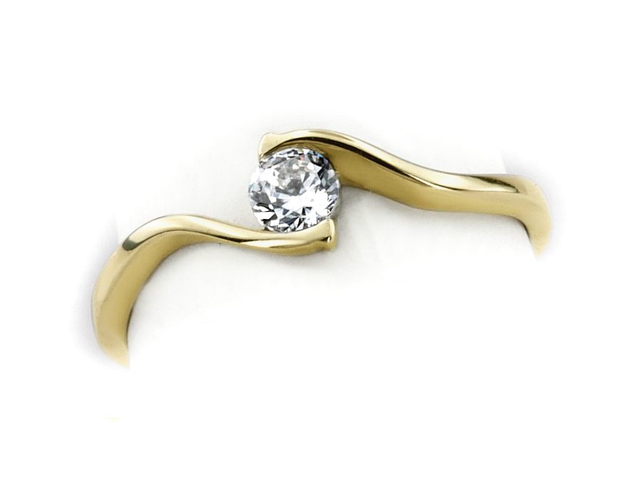 Złoty pierścionek z brylantem żółte złoto - 1282br_SI_H — zdjęcie 3