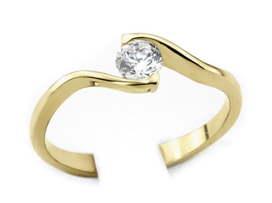Złoty pierścionek z brylantem żółte złoto - 1283br_P_H
