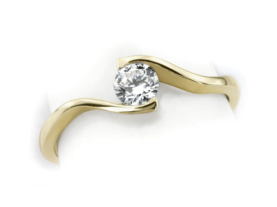 Złoty pierścionek z brylantem żółte złoto - 1283br_SI_H — zdjęcie 3