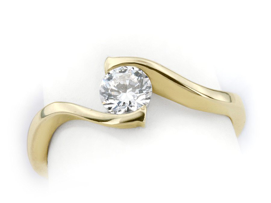 Złoty pierścionek z brylantem - 1284br_Vs_H — zdjęcie 3