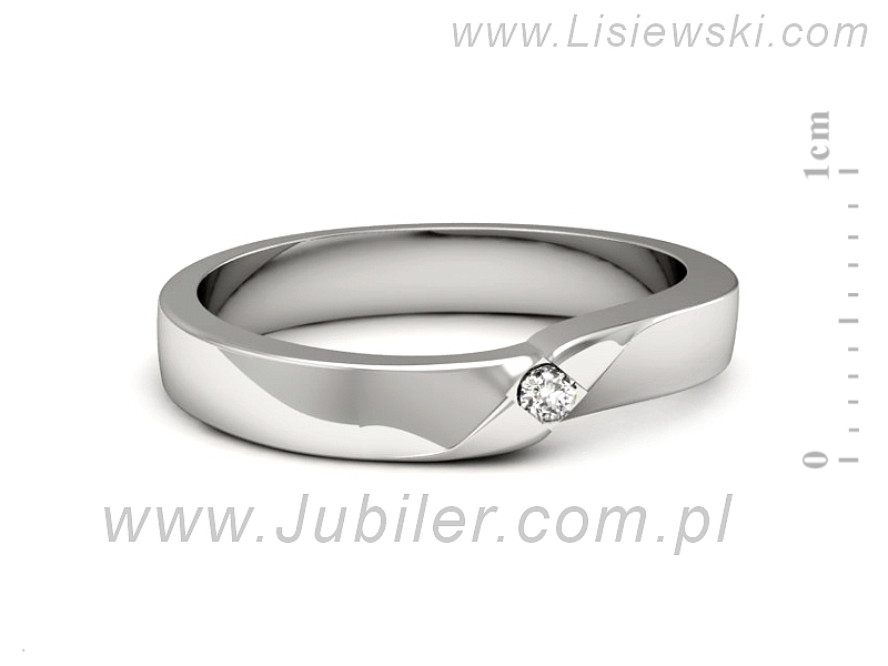 Złoty pierścionek z brylantem białe złoto - 1349b — zdjęcie 2