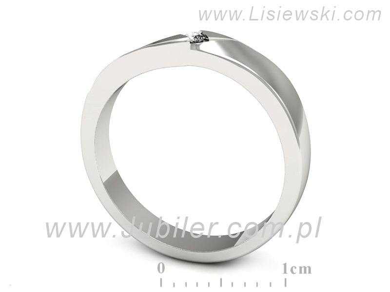 Złoty pierścionek z brylantem białe złoto - 1349b — zdjęcie 3