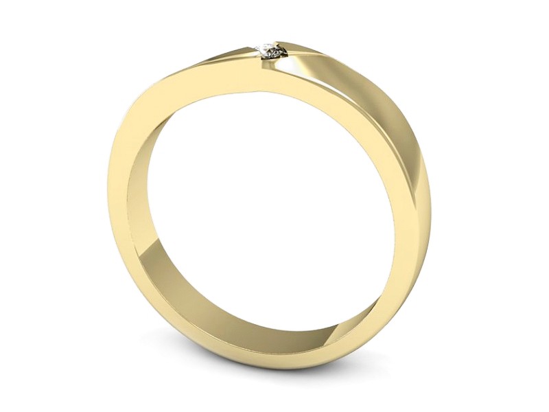 Złoty pierścionek z brylantem żółte złoto - 1349z — zdjęcie 3