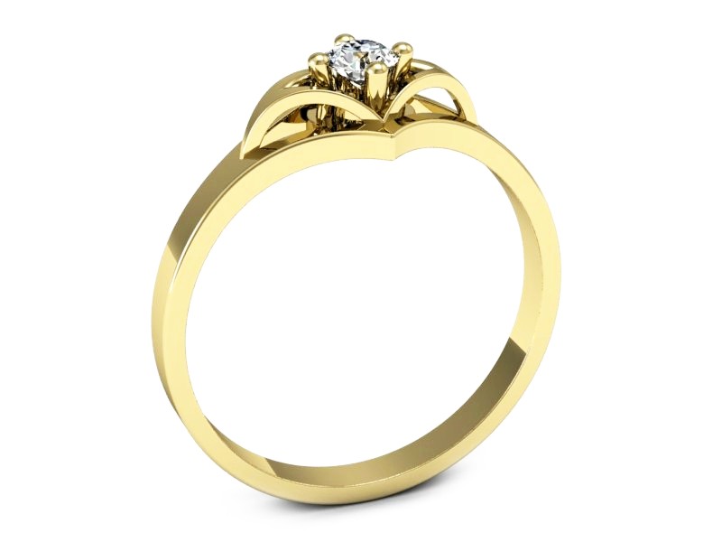 Złoty pierścionek z brylantem żółte złoto - 1363zP — zdjęcie 3