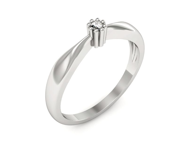 Pierścionek zaręczynowy z diamentem z białego złota - 1388b
