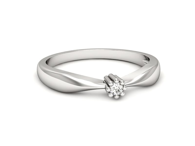 Pierścionek zaręczynowy z diamentem z białego złota - 1388b — zdjęcie 2