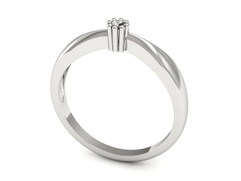 Pierścionek zaręczynowy z diamentem z białego złota - 1388b — zdjęcie 3