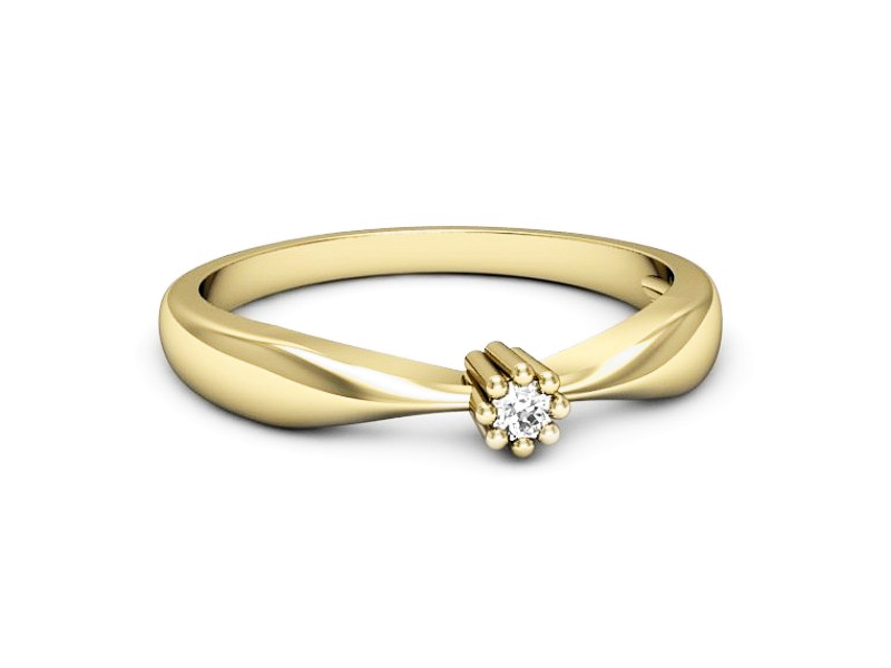 Złoty pierścionek z brylantem żółte złoto - 1388z — zdjęcie 2