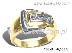 Pierścionek z cyrkoniami z żółtego złota i białego złota - 138b
