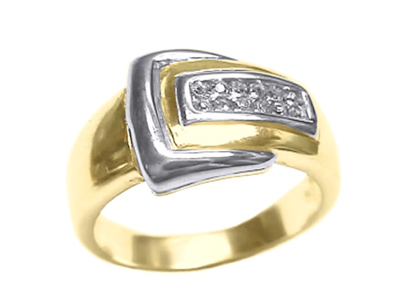 Pierścionek z diamentami żółte i białe złoto - 138bbr