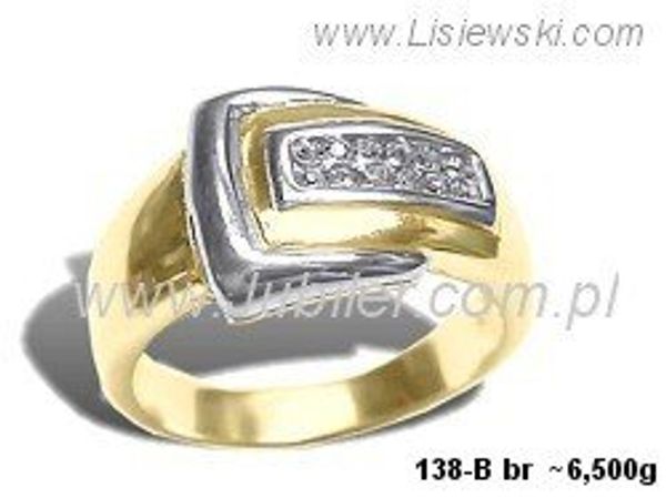 Pierścionek z diamentami żółte i białe złoto próba 585 - 138bbr