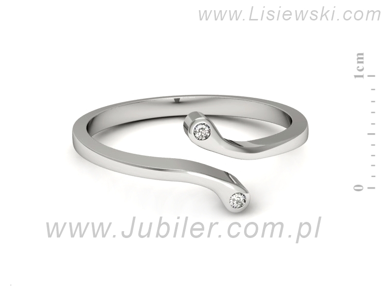 Złoty pierścionek z brylantami białe złoto - 1393bb — zdjęcie 2