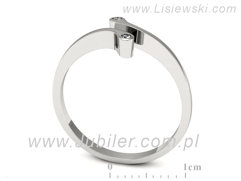 Złoty pierścionek z brylantami białe złoto - 1393bb — zdjęcie 3