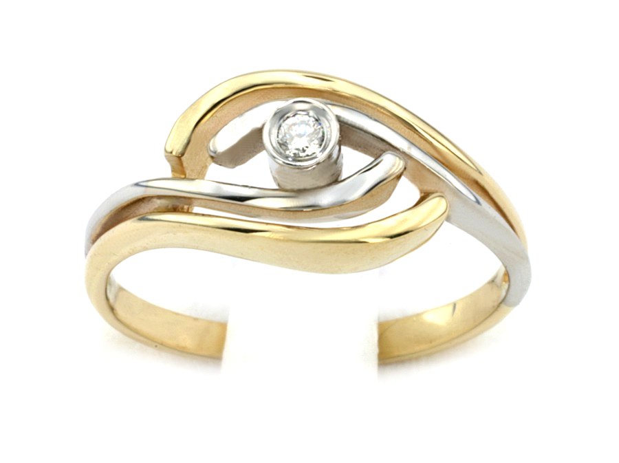 Pierścionek z brylantem białe i żółte złoto - 13b_2_7_p