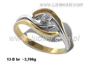 Pierścionek z diamentem żółte i białe złoto 585 - 13bbr - 1