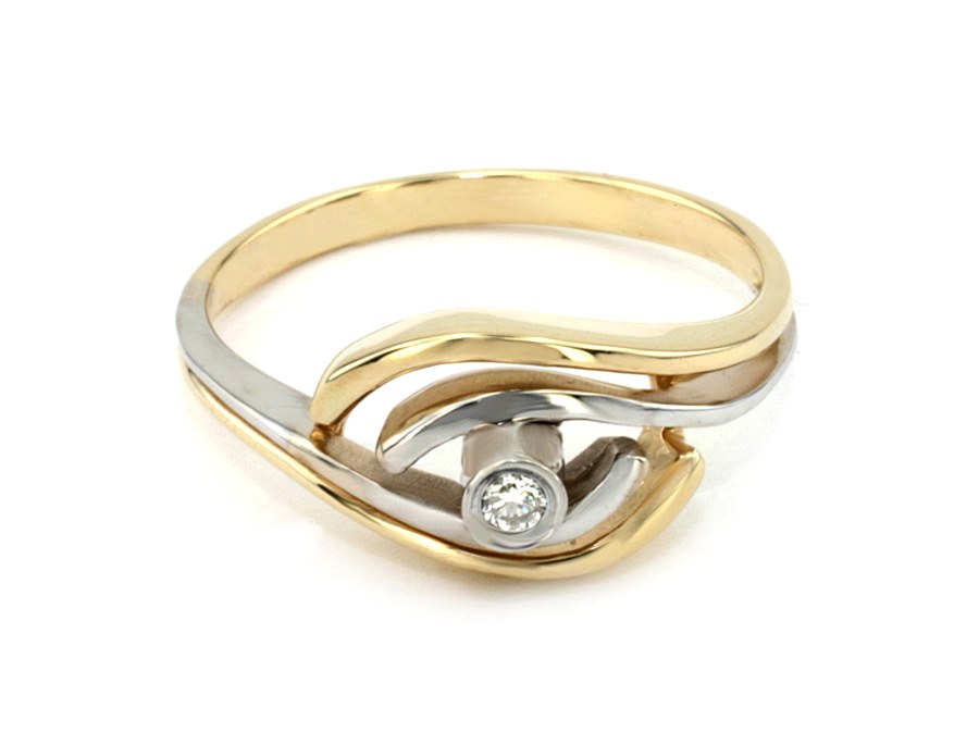 Pierścionek z diamentem żółte i białe złoto - 13bbr_VS_H — zdjęcie 3