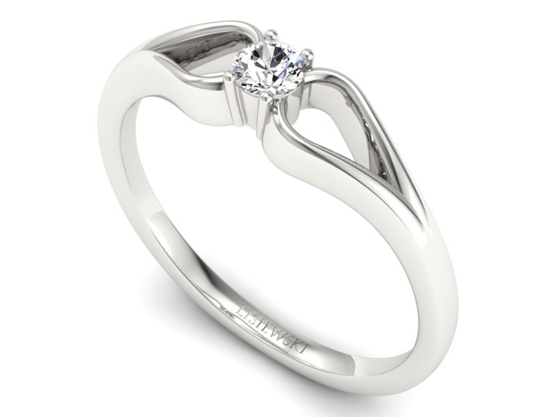 Złoty pierścionek z brylantem białe złoto - 1444b — zdjęcie 3