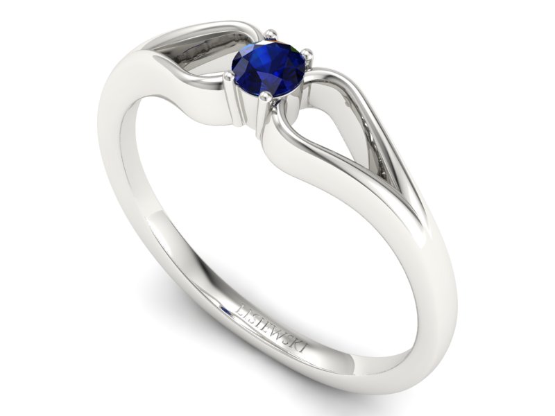 Złoty pierścionek z szafirem białe złoto - 1444bsz — zdjęcie 3
