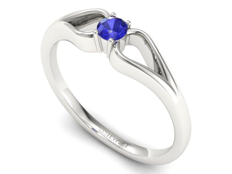Złoty pierścionek z szafirem białe złoto - 1444bszc — zdjęcie 3