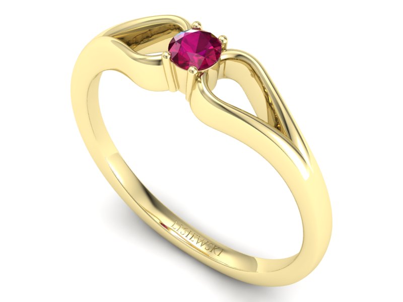 Złoty pierścionek z rubinem żółte złoto - 1444zr — zdjęcie 3