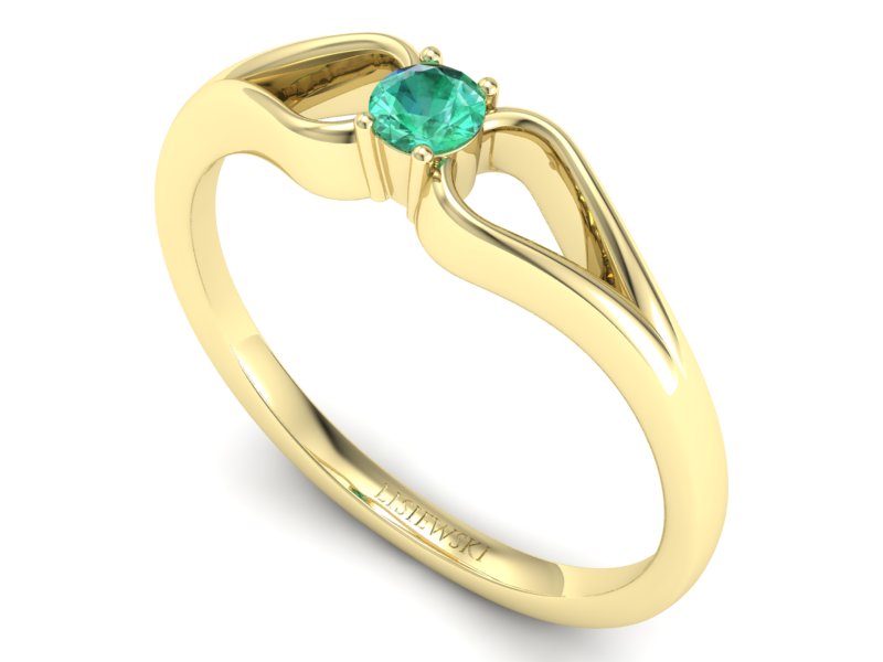 Złoty pierścionek ze szmaragdem - 1444zsm — zdjęcie 3