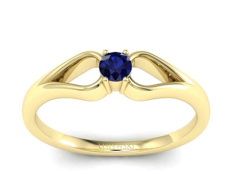Złoty pierścionek z szafirem żółte złoto - 1444zsz