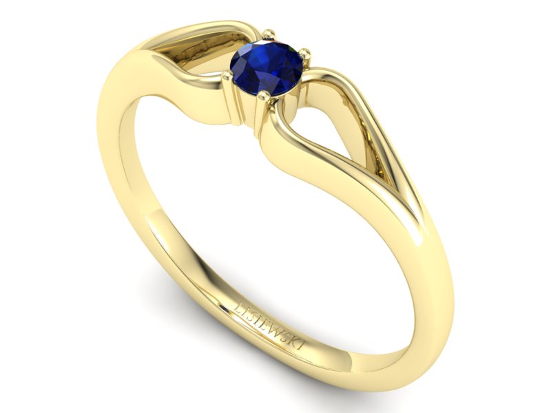 Złoty pierścionek z szafirem żółte złoto - 1444zsz — zdjęcie 3