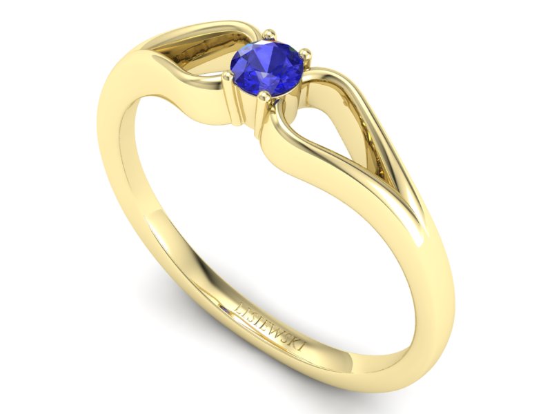 Złoty pierścionek z szafirem żółte złoto - 1444zszc — zdjęcie 3