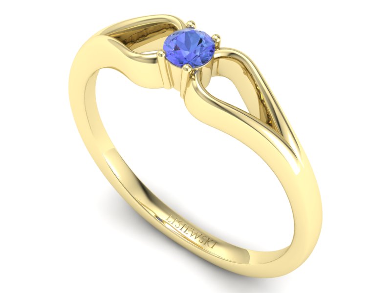Złoty pierścionek z tanzanitem żółte złoto - 1444zt — zdjęcie 3