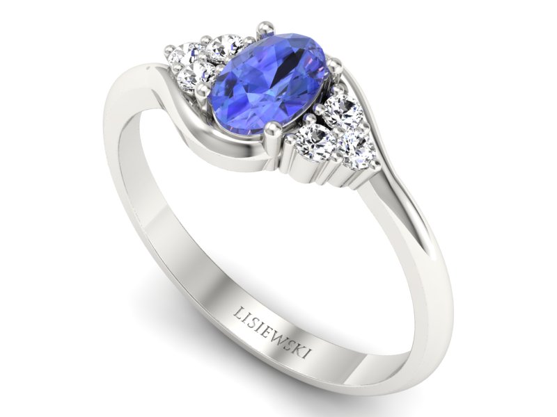 Pierścionek z tanzanitem z brylantami promocja - 1459skW_pro — zdjęcie 3