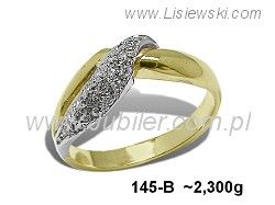Złoty Pierścionek z cyrkoniami żółte złoto białego złota - 145b