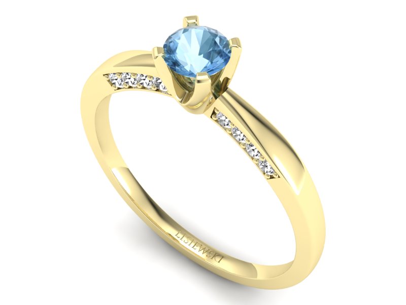 Złoty pierścionek z topazem z brylantami - 1471skW_pro — zdjęcie 3